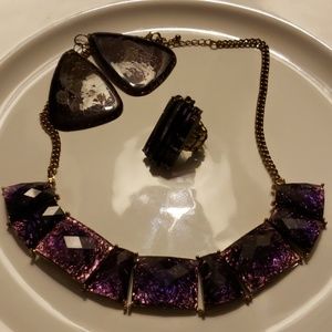 Plum Jewelry Bundle: Necklace, Earrings & Ring
